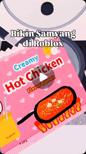 Creamy Hot Chicken flavor ramen pack in Make Ramen To Get Rich, with a pan of noodles cooking below